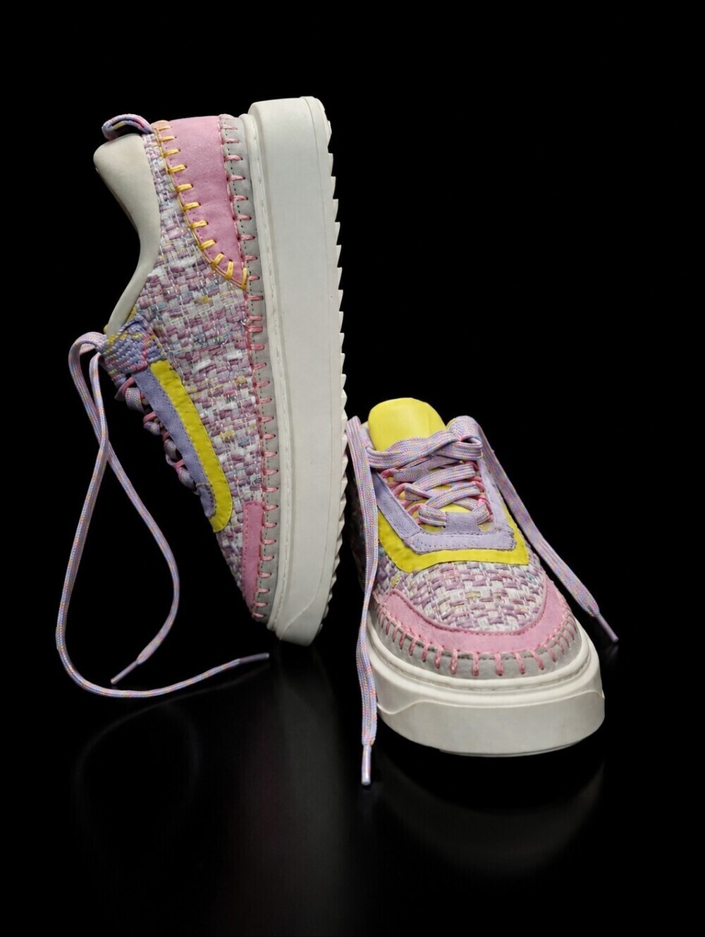 Steve Madden Charly Girl Youth Woven Multi Pastel Lace-Up Sneakers   Kids Size 4